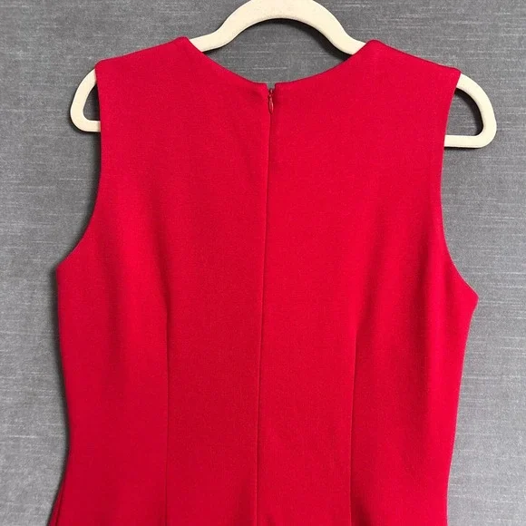 J McLaughlin Dress M Red Sheath Stretch‎ Career Nautical Preppy Classic Office - Picture 4 of 7